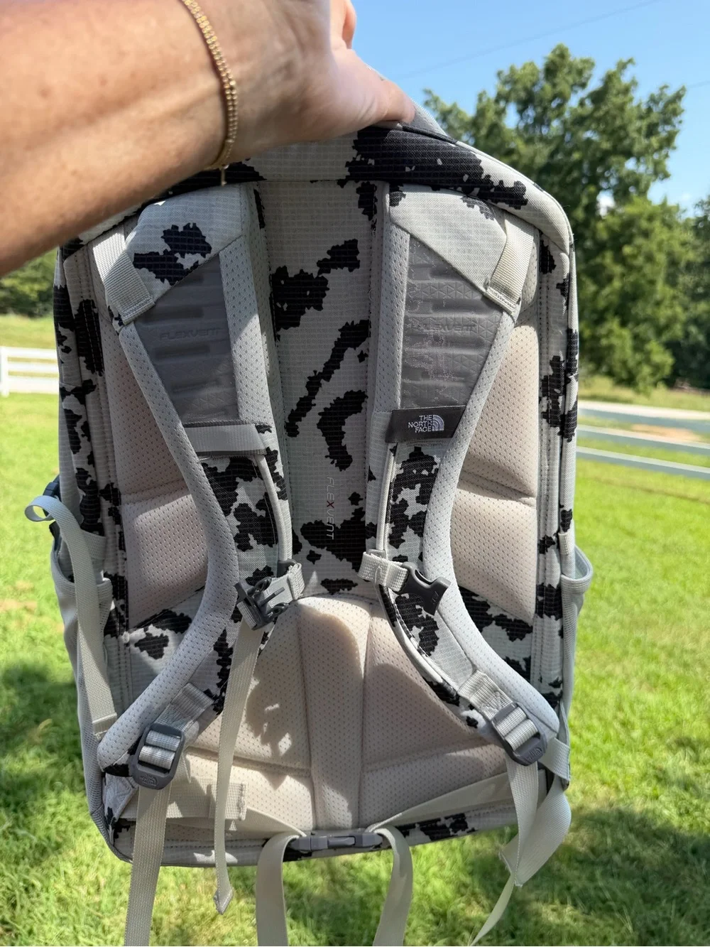 The North Face Gray & Black Camo Backpack with Front Bungee